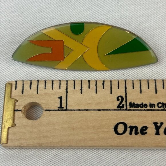 Vintage Abstract Enamel Brooch Pin 3" Multicolor Geometric 80s 90s - Picture 5 of 5